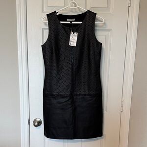 My Tribe Black Sleeveless Perforated Faux Leather Mini Dress